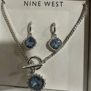 Nine West Silver Necklace with Blue Accents